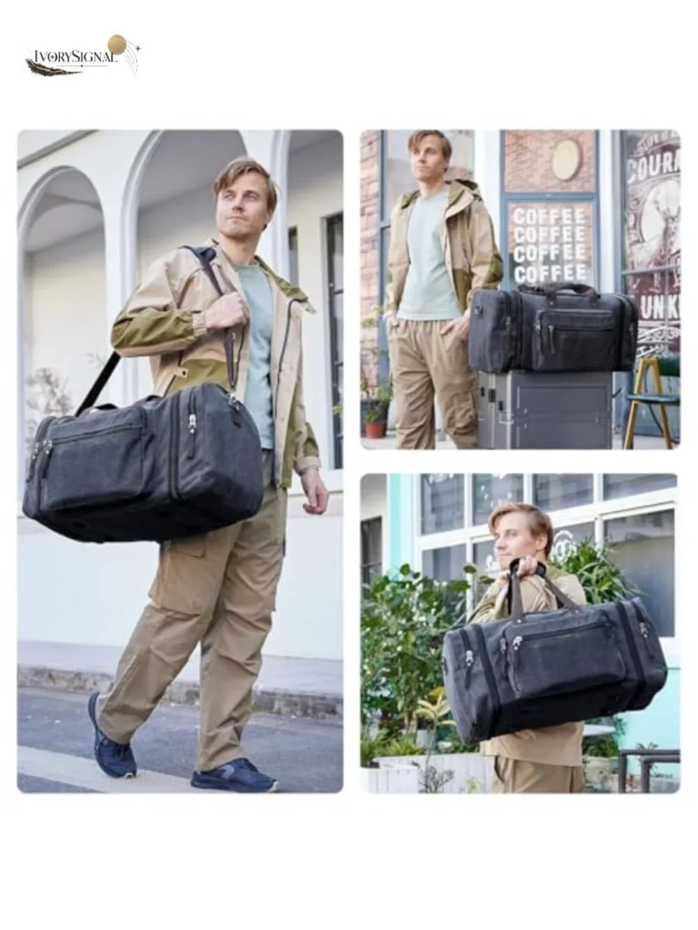 Expandable Canvas Travel Duffle Bag Weekender Carry-On